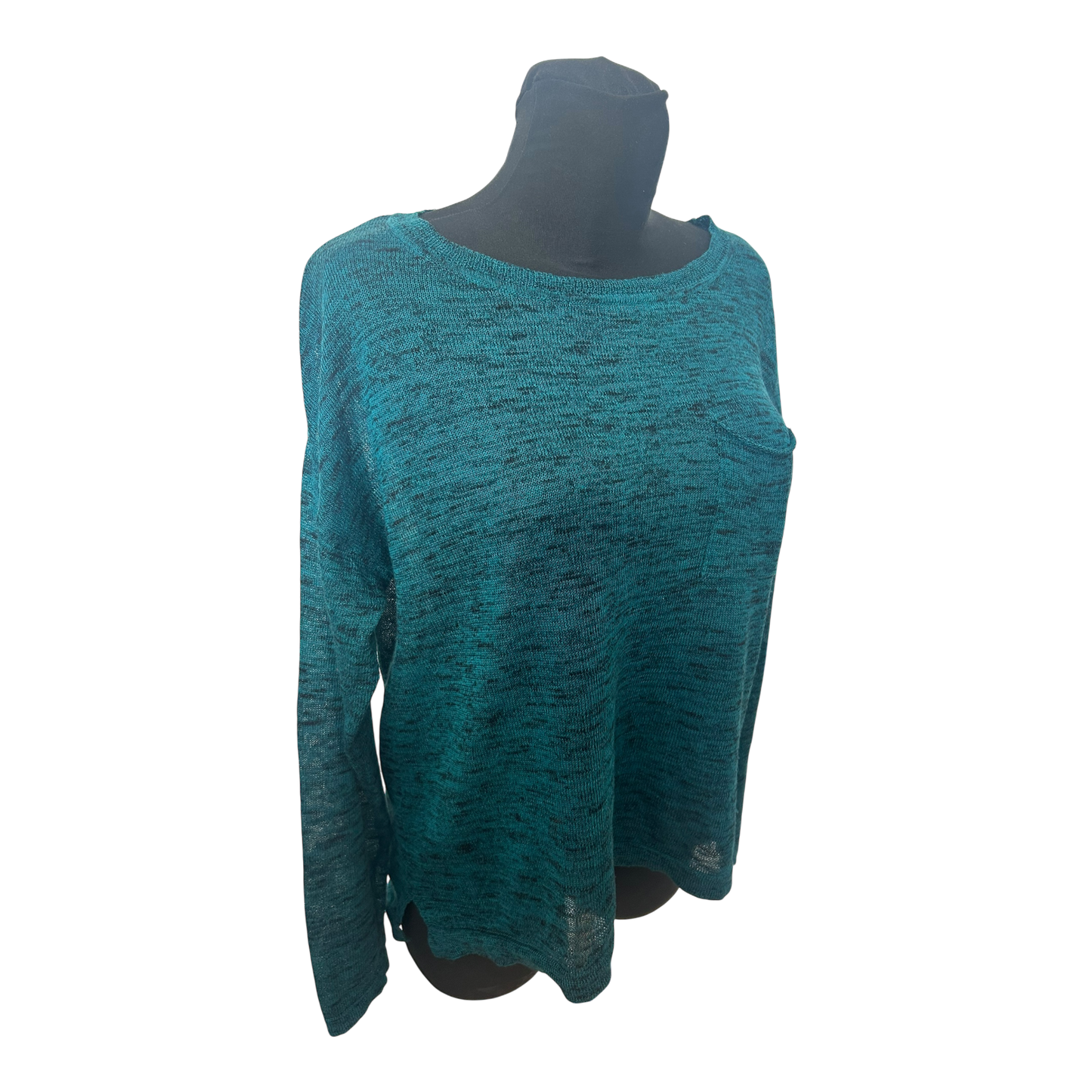 H&M Shirt Damen Gr M Grün Oversize Transparent Strickoptik Basic