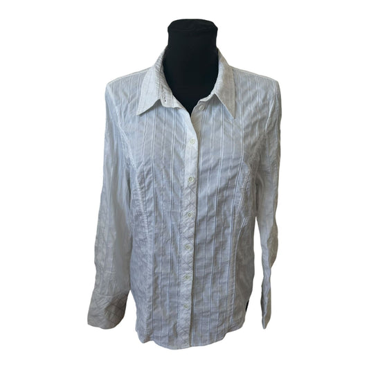 Bonita Bluse Damen Gr L Weiß Crashoptik Streifen Elastisch Baumwolle