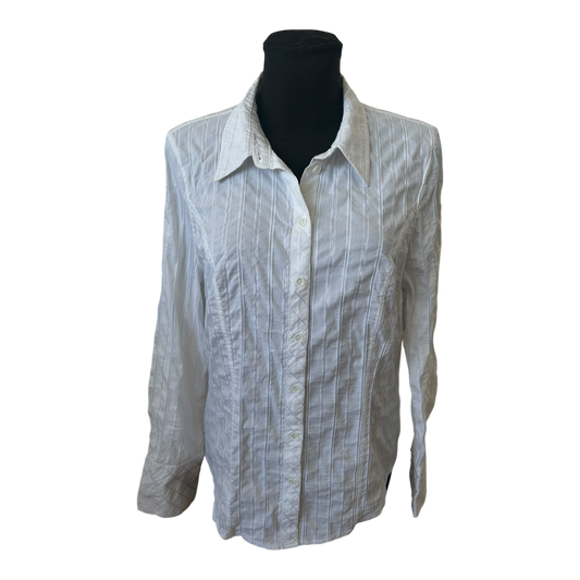 Bonita Bluse Damen Gr L Weiß Crashoptik Streifen Elastisch Baumwolle