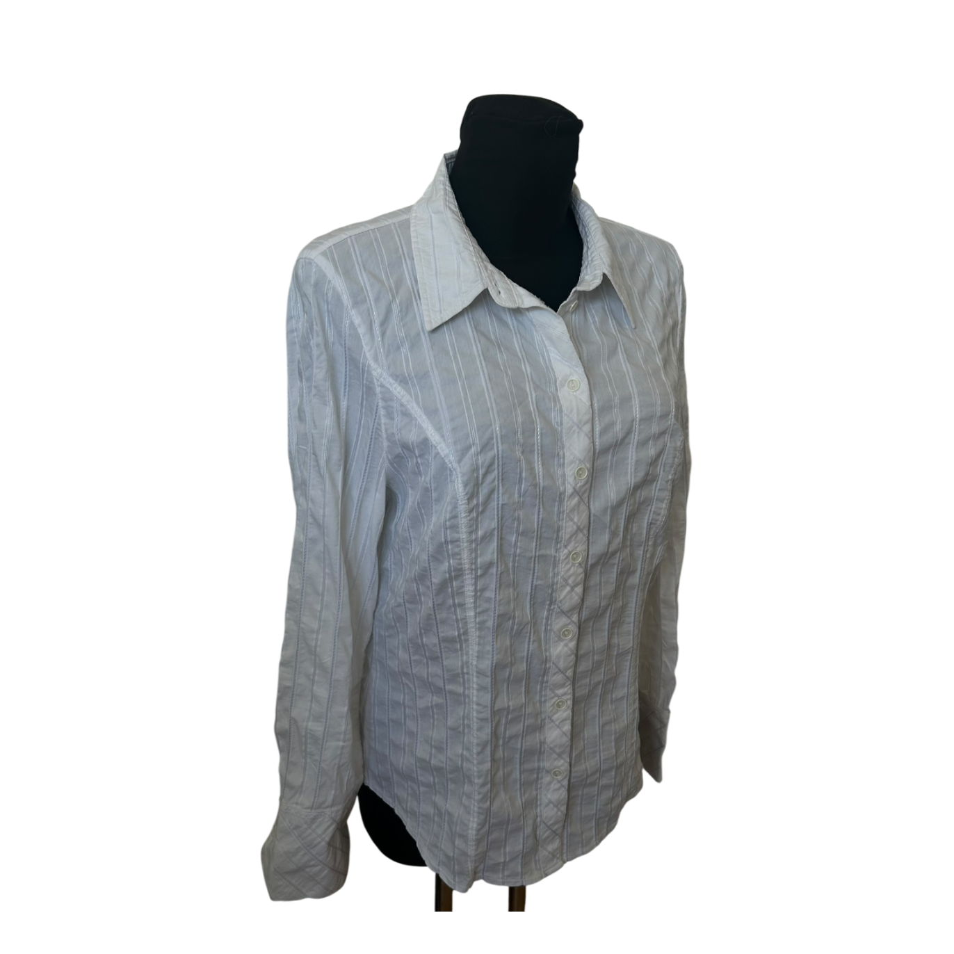 Bonita Bluse Damen Gr L Weiß Crashoptik Streifen Elastisch Baumwolle