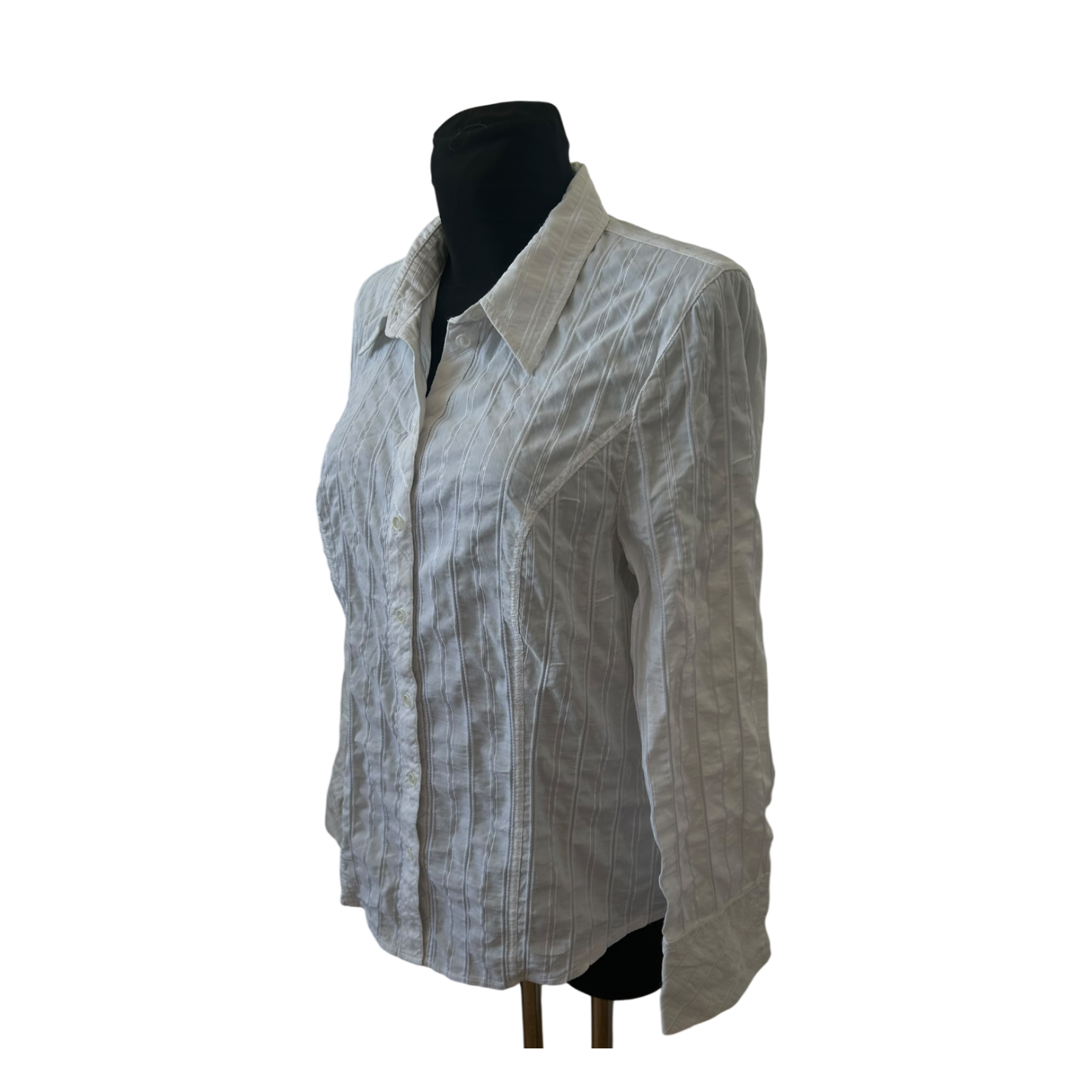 Bonita Bluse Damen Gr L Weiß Crashoptik Streifen Elastisch Baumwolle