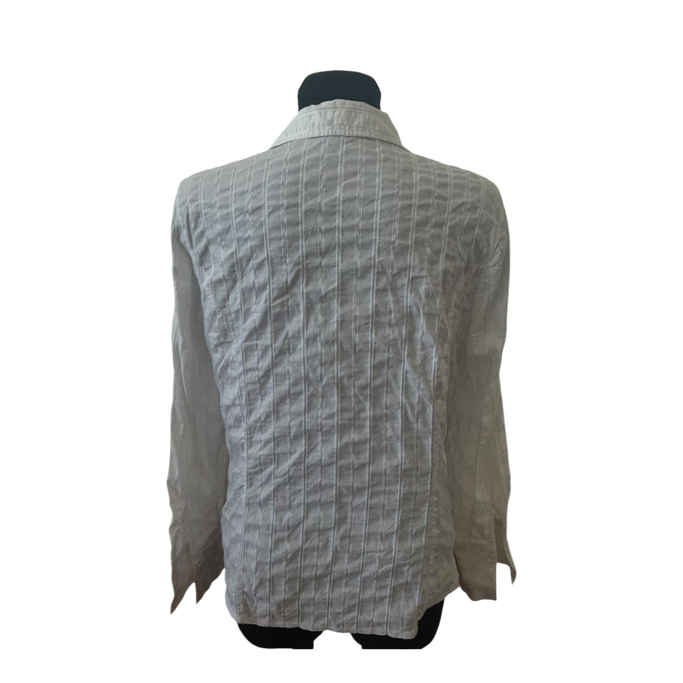 Bonita Bluse Damen Gr L Weiß Crashoptik Streifen Elastisch Baumwolle