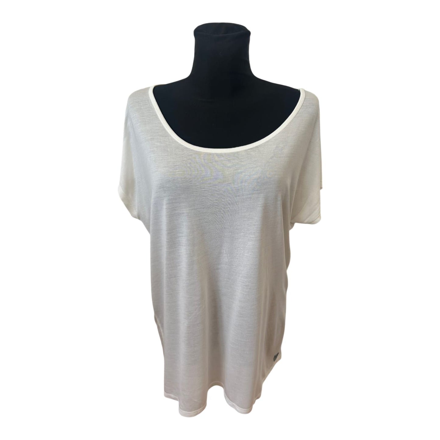 Herzensangelegenheit Shirt Damen Gr 44 Weiß Modal Pailletten Herz Logo