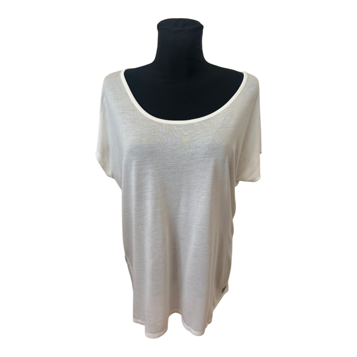 Herzensangelegenheit Shirt Damen Gr 44 Weiß Modal Pailletten Herz Logo