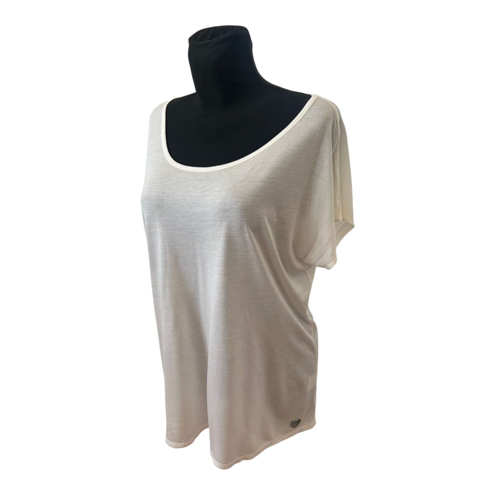 Herzensangelegenheit Shirt Damen Gr 44 Weiß Modal Pailletten Herz Logo