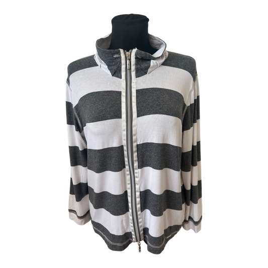 Fürstenberg Sports Sweatjacke Damen Gr 42 Grau Weiss Streifen