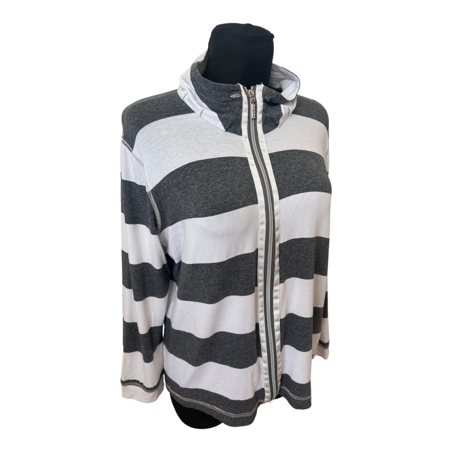 Fürstenberg Sports Sweatjacke Damen Gr 42 Grau Weiss Streifen