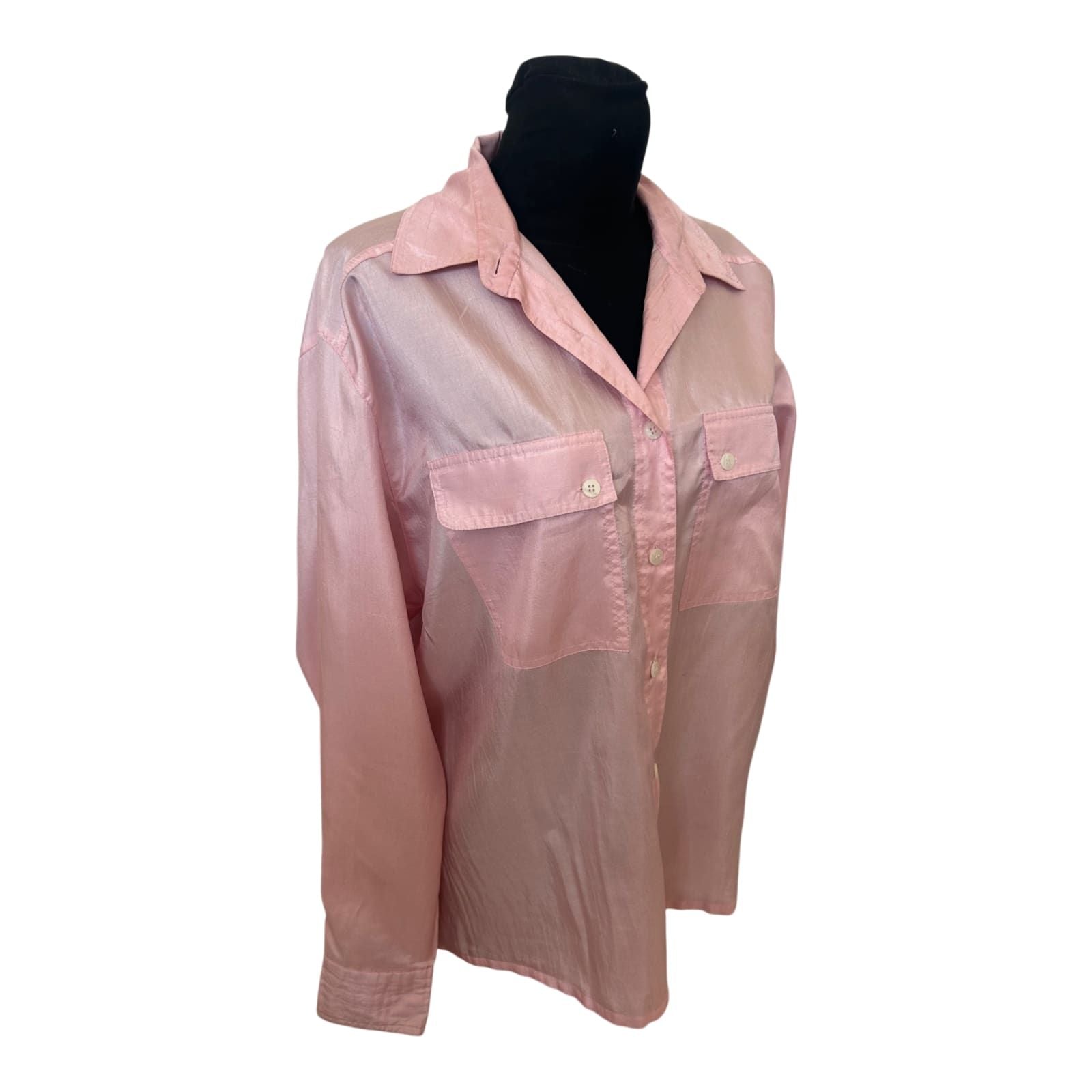 Verse Bluse Damen Gr 42 Rosa Seidenoptik Elegant Vintage Langarm