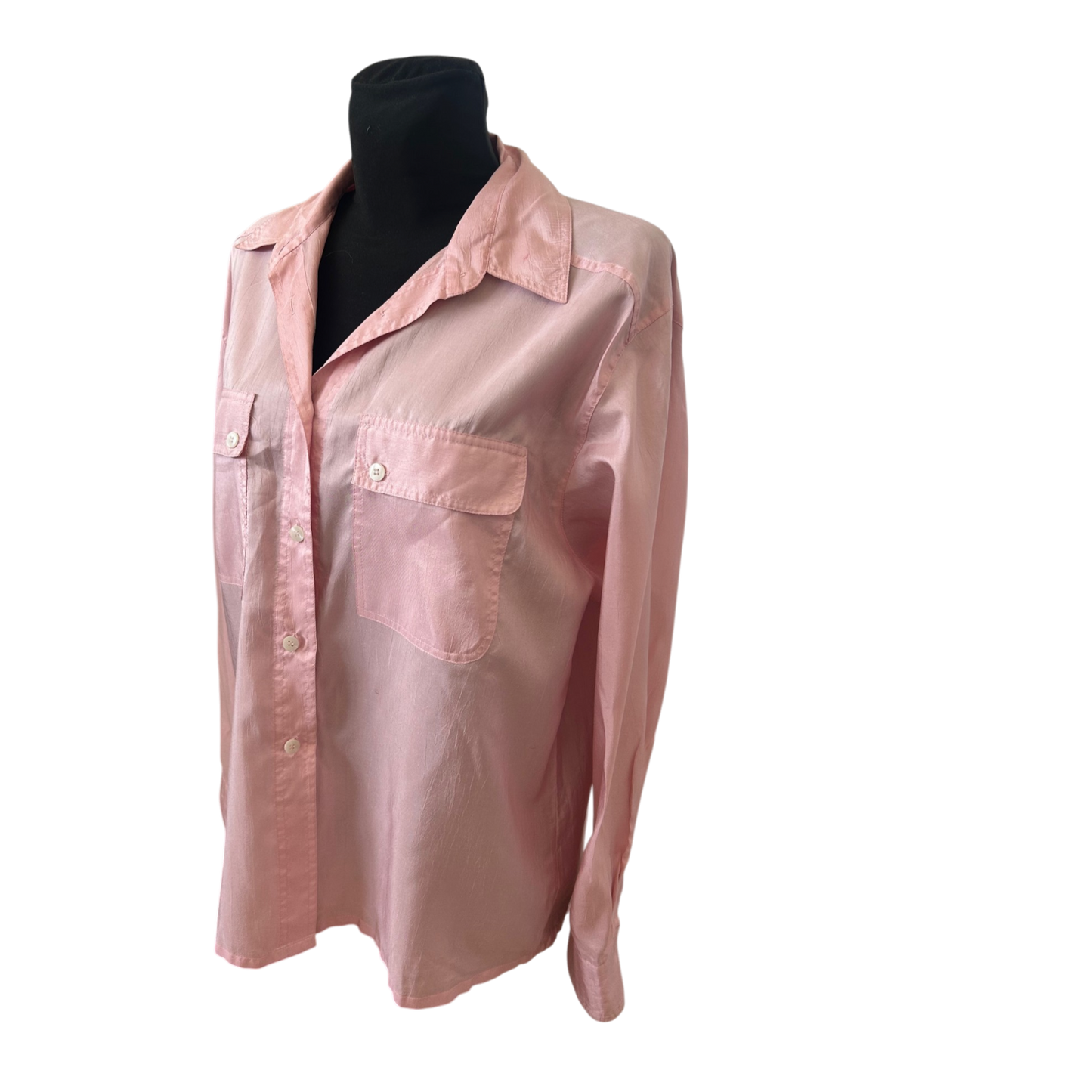 Verse Bluse Damen Gr 42 Rosa Seidenoptik Elegant Vintage Langarm