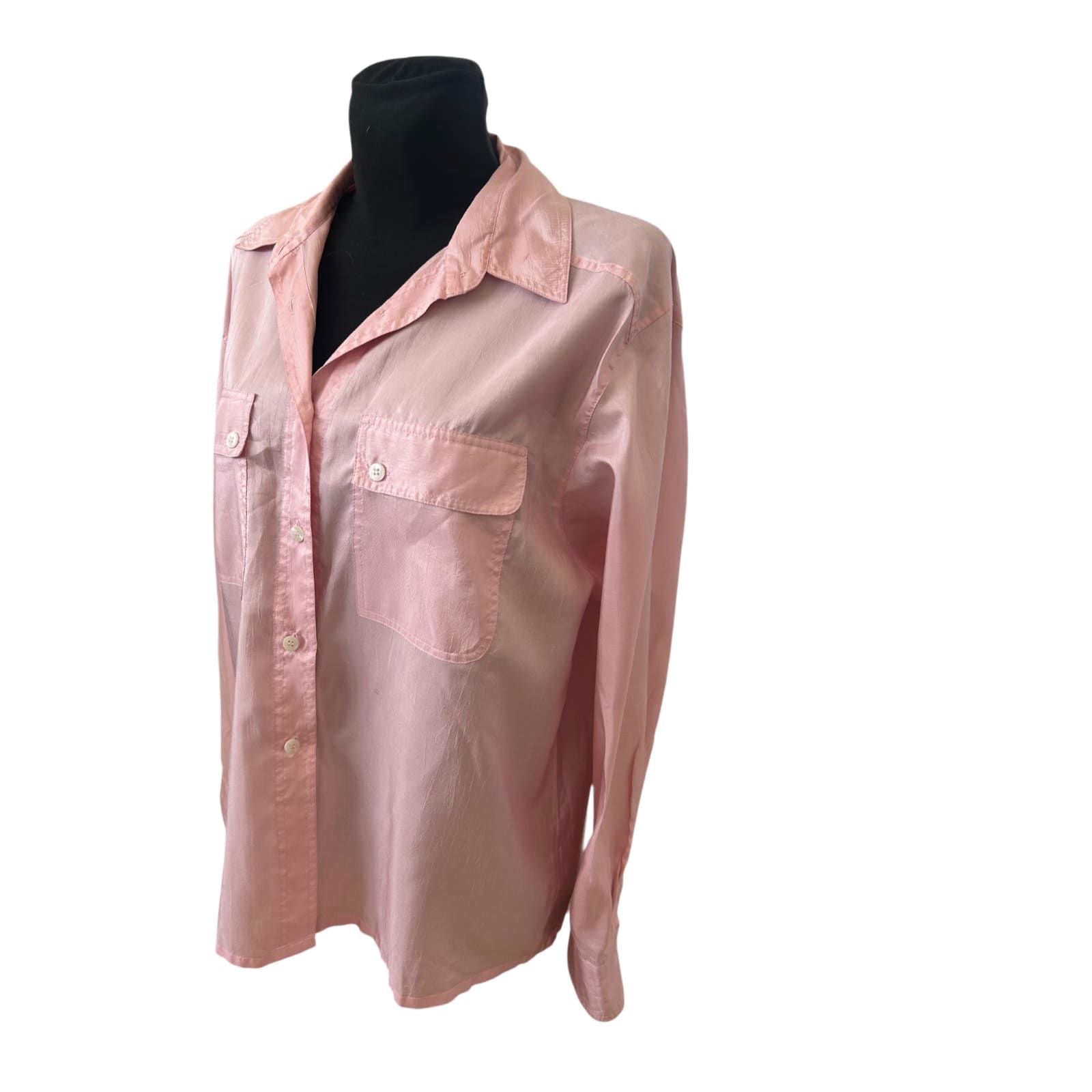 Verse Bluse Damen Gr 42 Rosa Seidenoptik Elegant Vintage Langarm