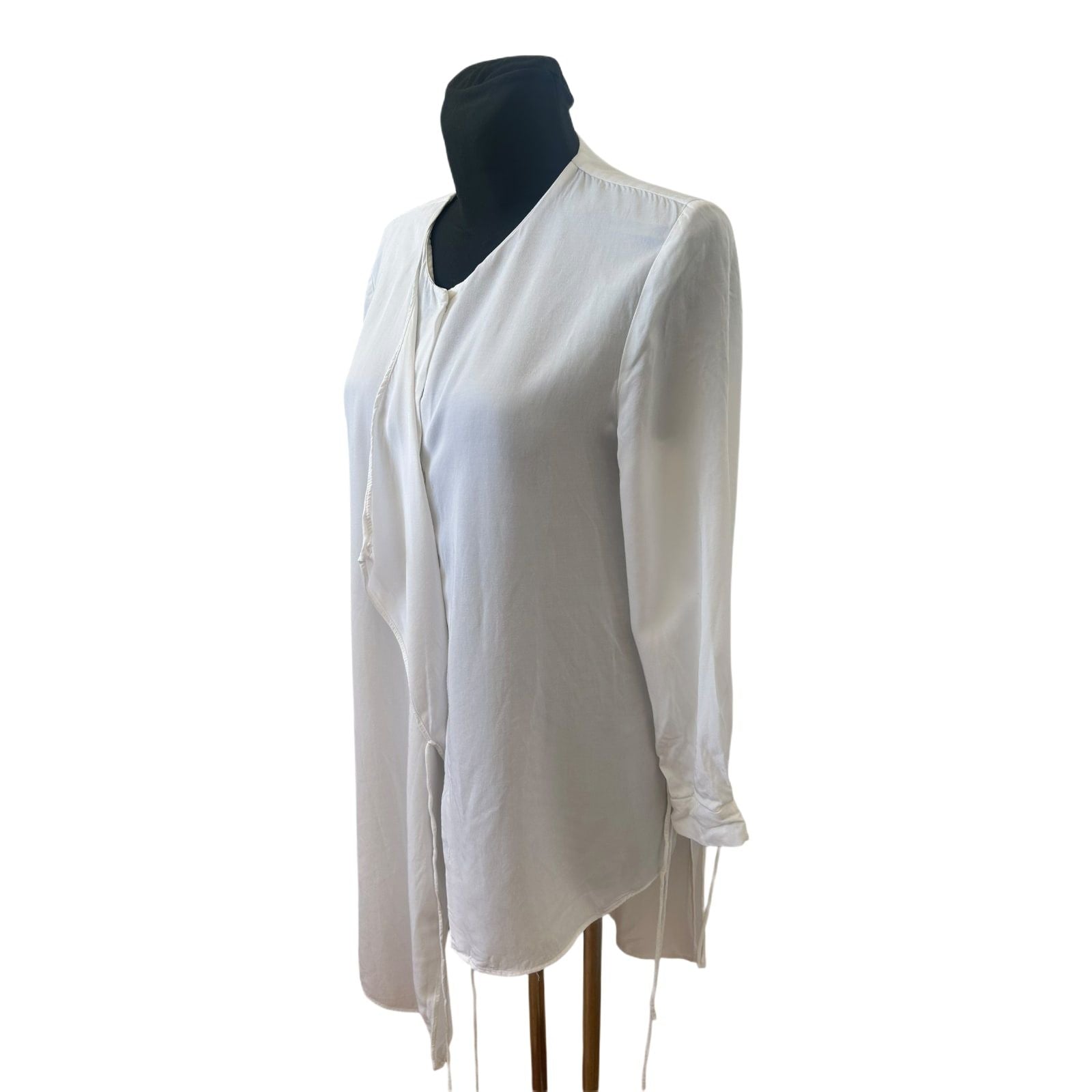 Mango Bluse Damen Wickelbluse Gr L Weiß Sommer Viskose Lyocell Elegant