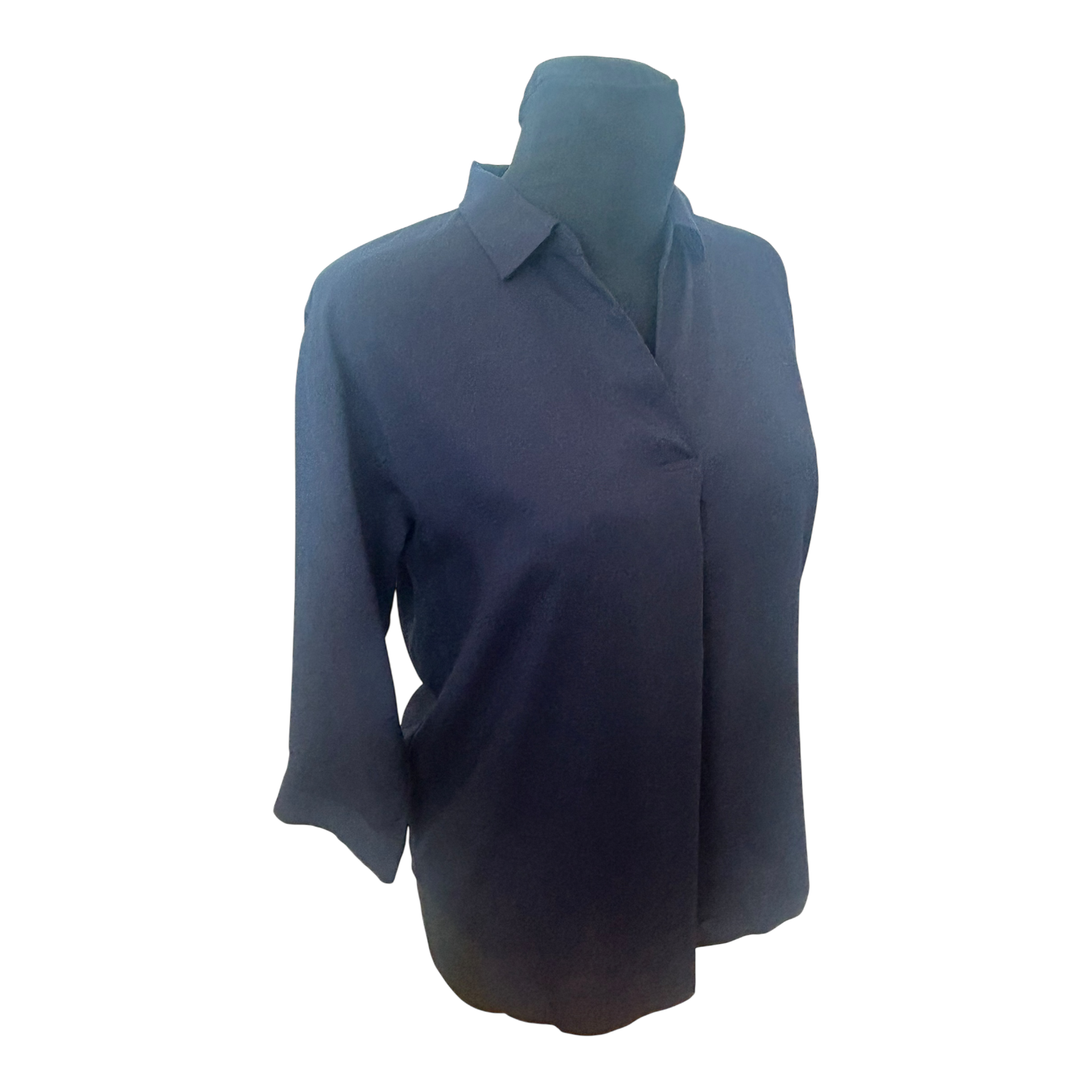 Uniqlo Bluse Damen Gr M Dunkelblau Schlupfbluse 3/4 Arm Elegant Vsikose
