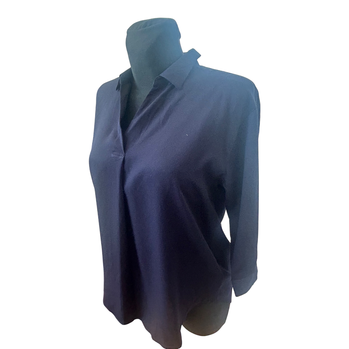 Uniqlo Bluse Damen Gr M Dunkelblau Schlupfbluse 3/4 Arm Elegant Vsikose