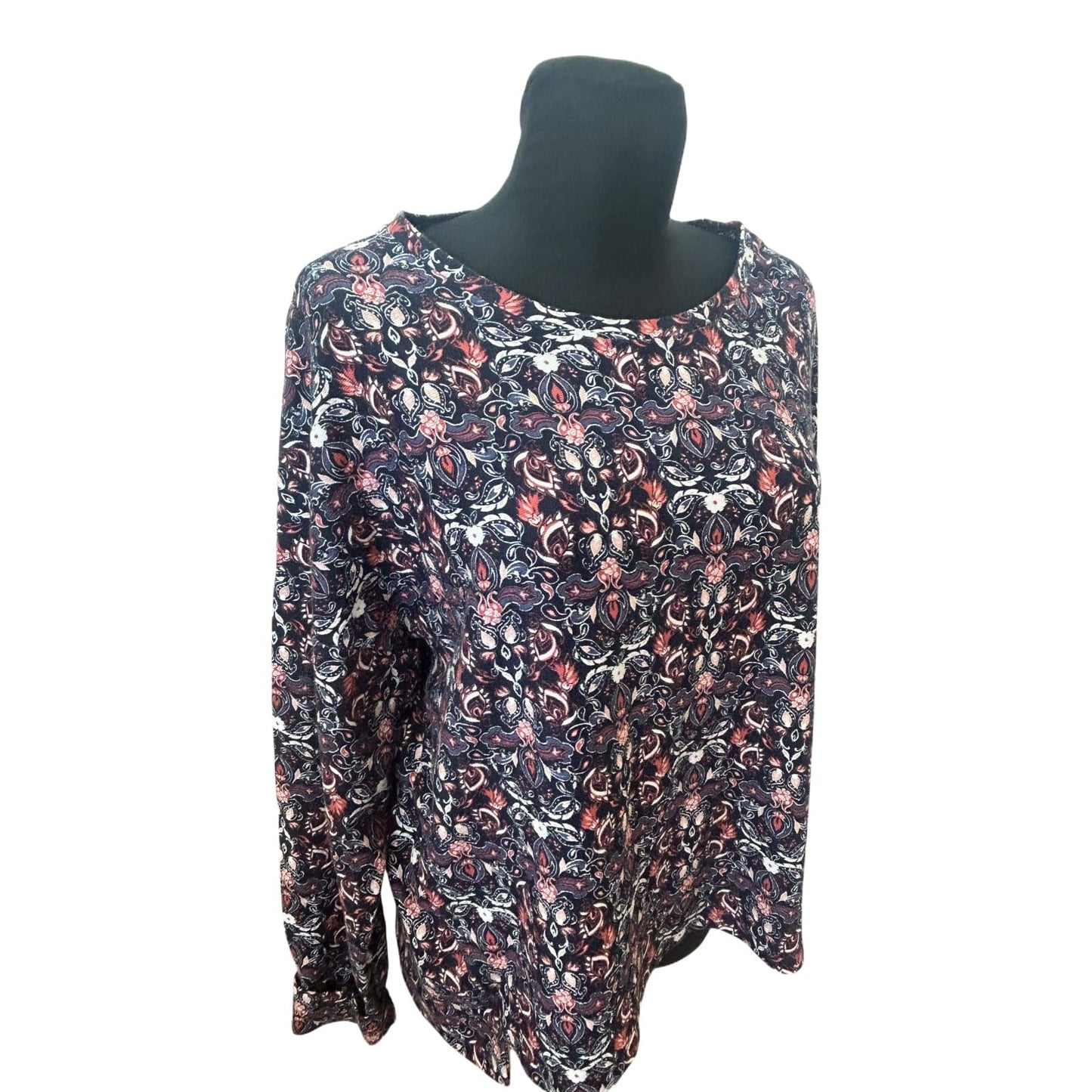 GINA Shirt Damen Gr 46 Langarm Muster Baumwolle Modal Elastisch