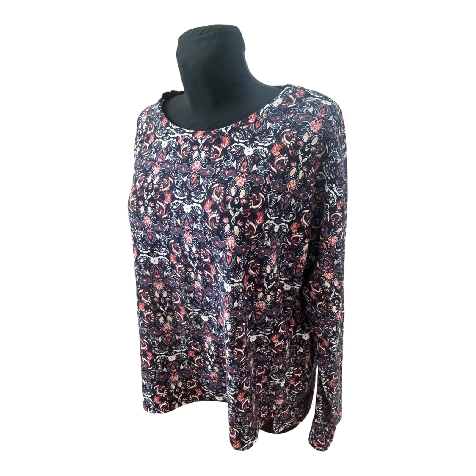 GINA Shirt Damen Gr 46 Langarm Muster Baumwolle Modal Elastisch
