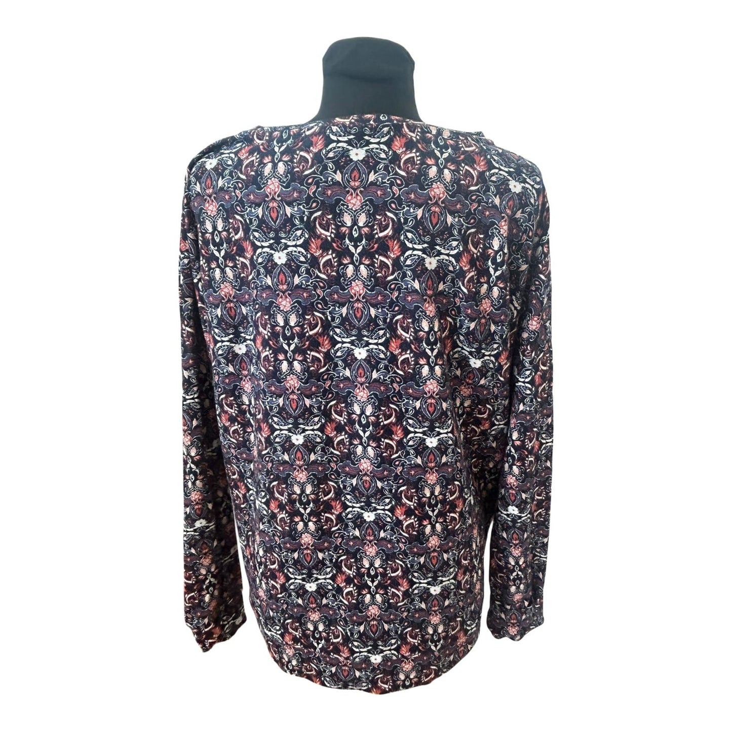 GINA Shirt Damen Gr 46 Langarm Muster Baumwolle Modal Elastisch