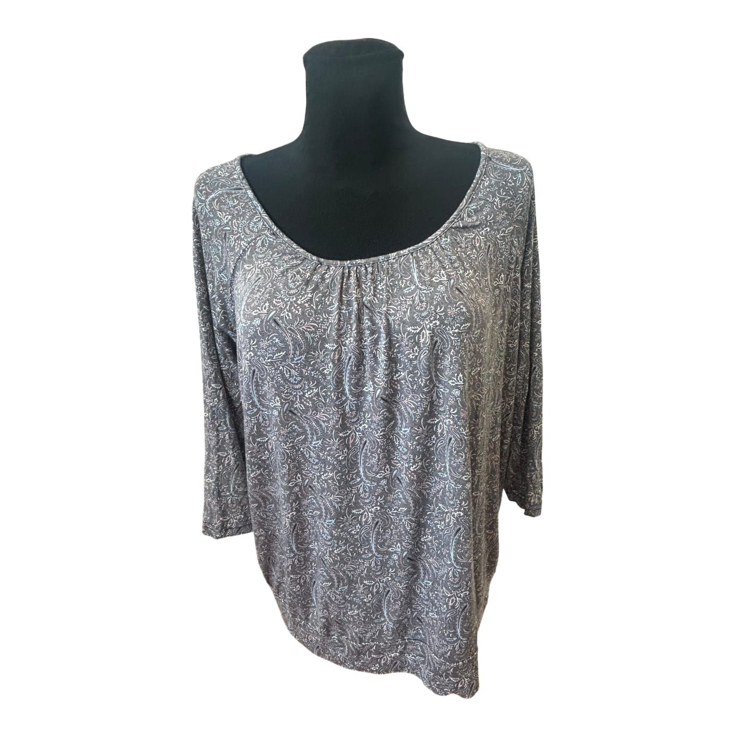 Infinity Woman Shirt Damen Gr M Grau Paisley Muster 3/4-Arm Viskose