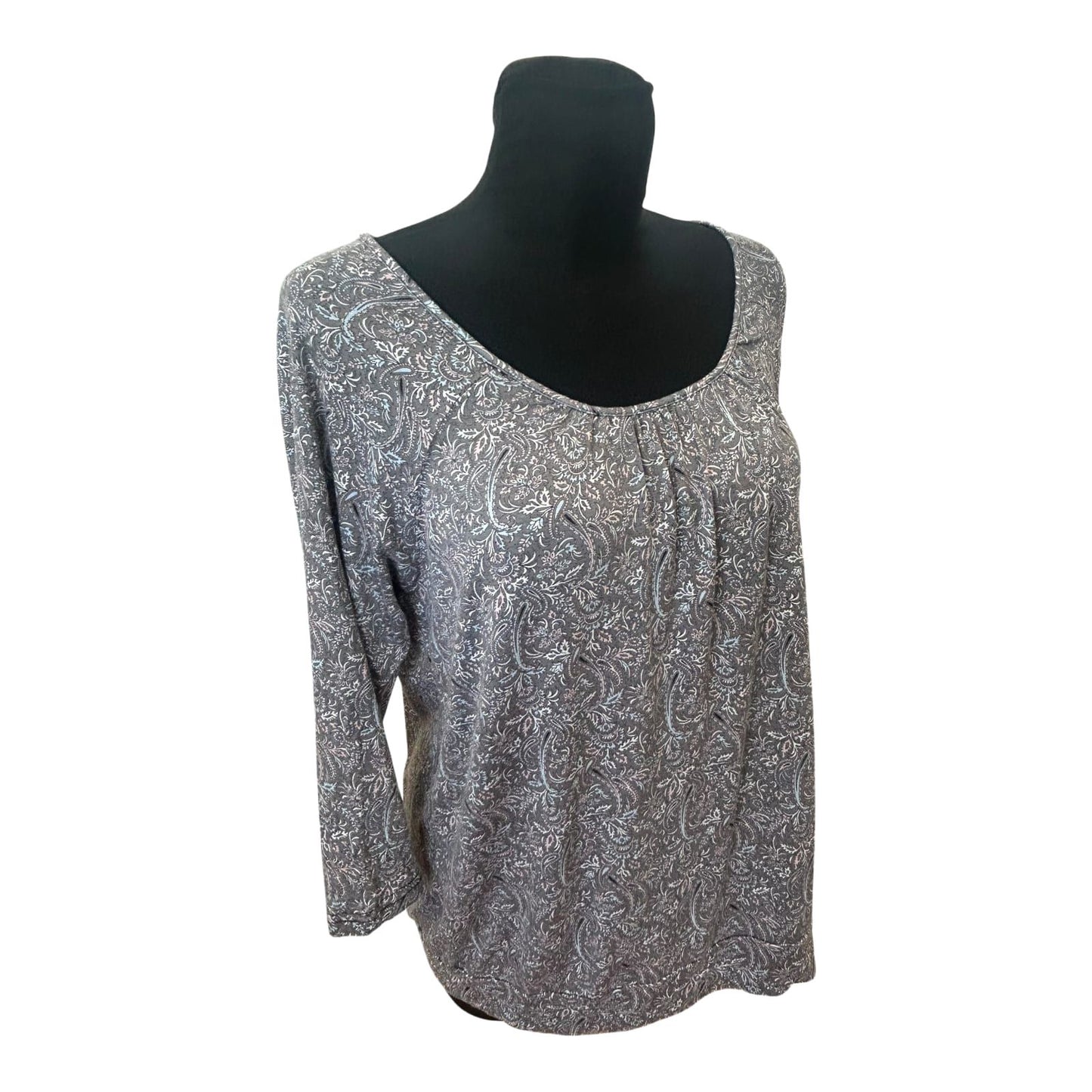 Infinity Woman Shirt Damen Gr M Grau Paisley Muster 3/4-Arm Viskose