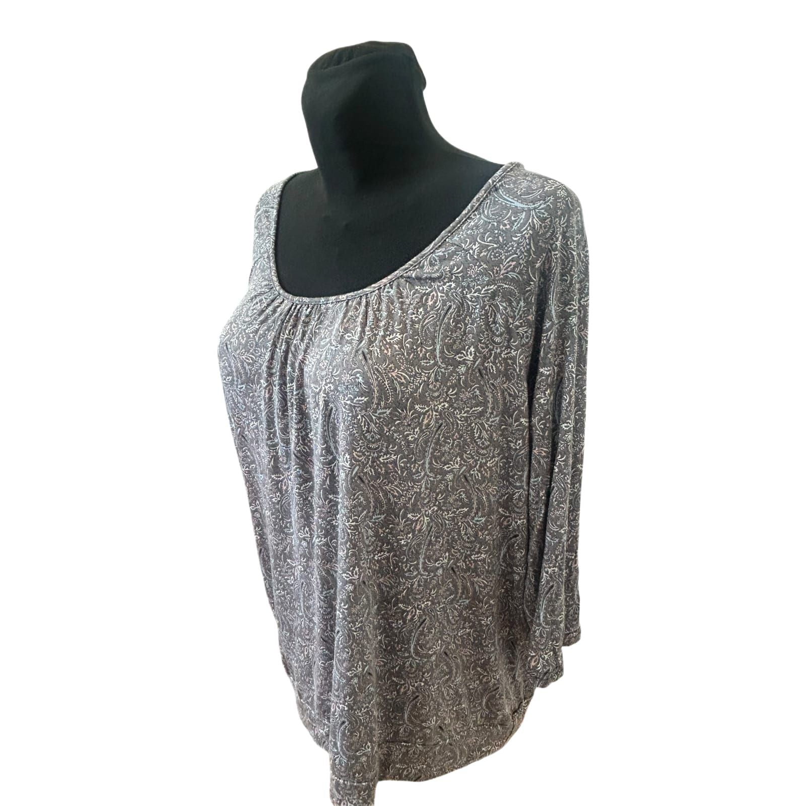 Infinity Woman Shirt Damen Gr M Grau Paisley Muster 3/4-Arm Viskose