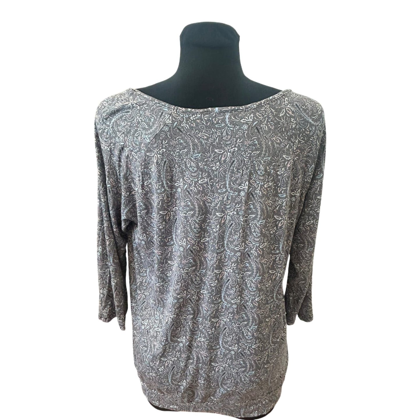 Infinity Woman Shirt Damen Gr M Grau Paisley Muster 3/4-Arm Viskose
