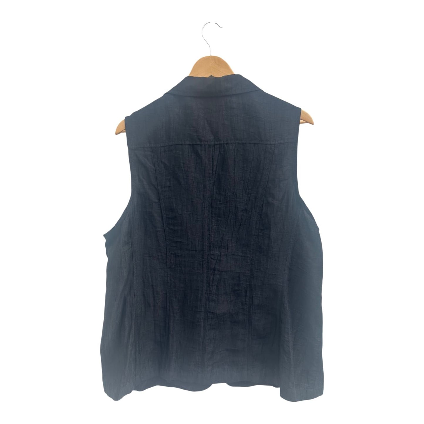 Adagio Weste Damen Gr 48 Schwarz Leinen Viskose Sommer Elegant Knöpfe