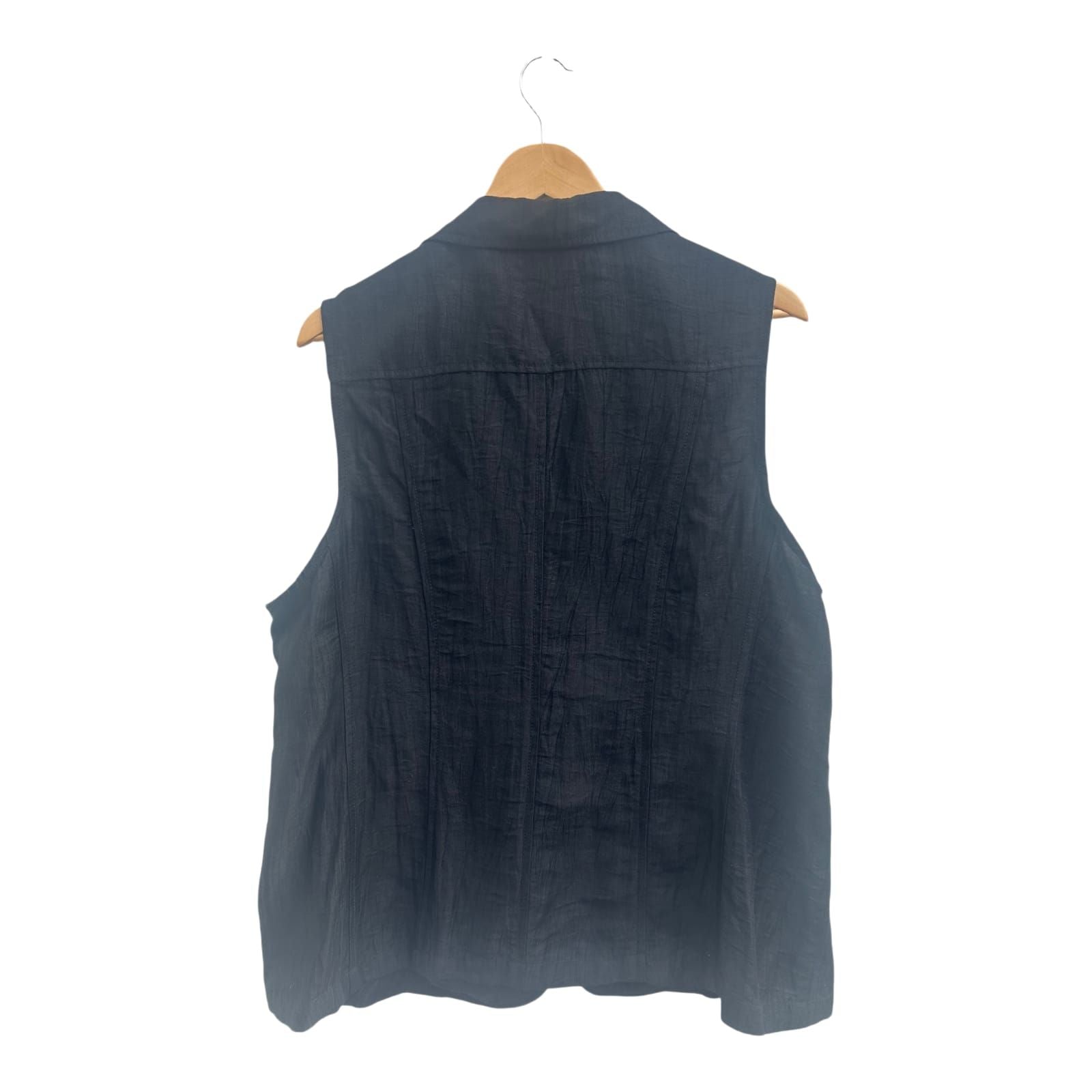 Adagio Weste Damen Gr 48 Schwarz Leinen Viskose Sommer Elegant Knöpfe
