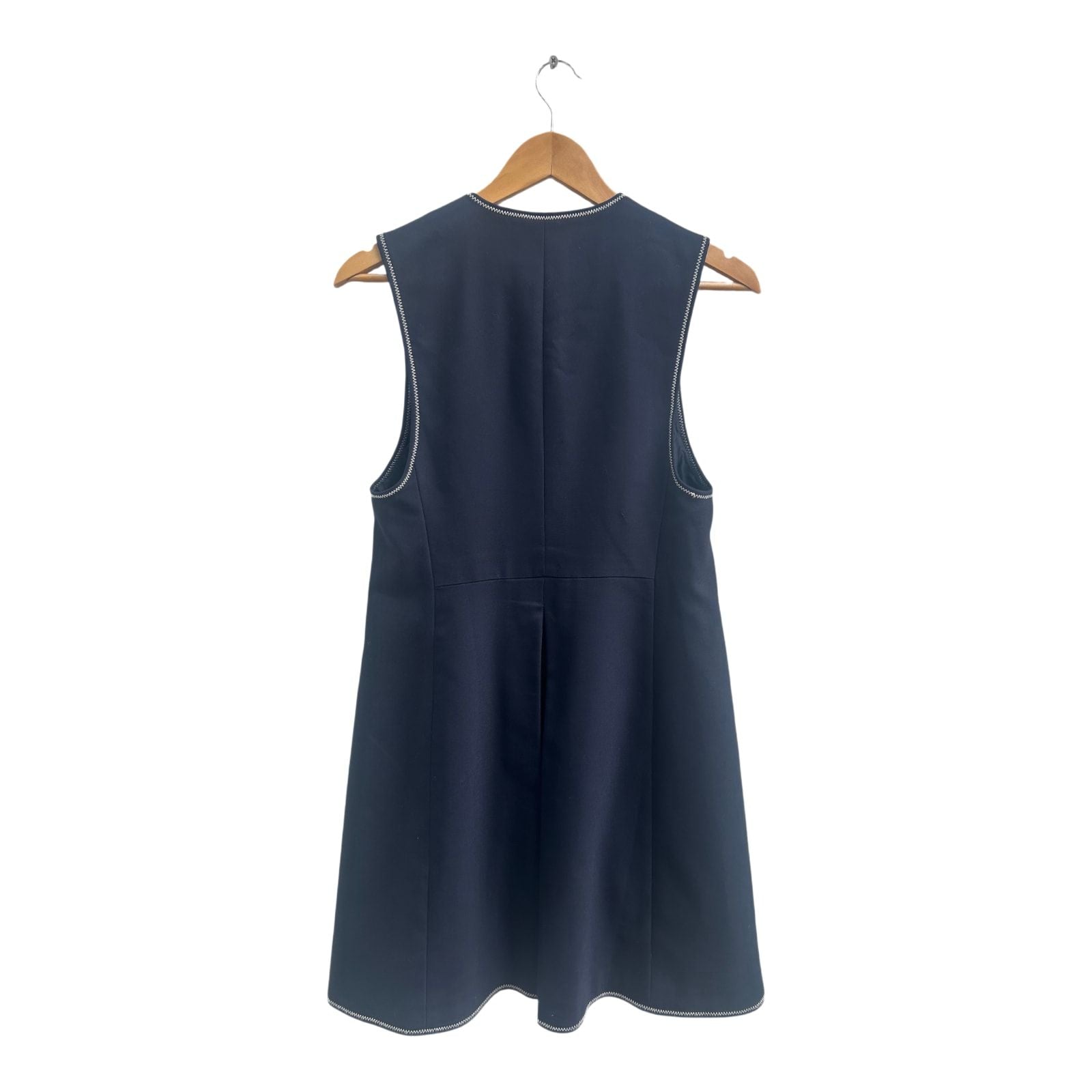 Zara Weste Damen Gr XS Dunkelblau Baumwolle Elegant Lang Hochwertig Büro Look