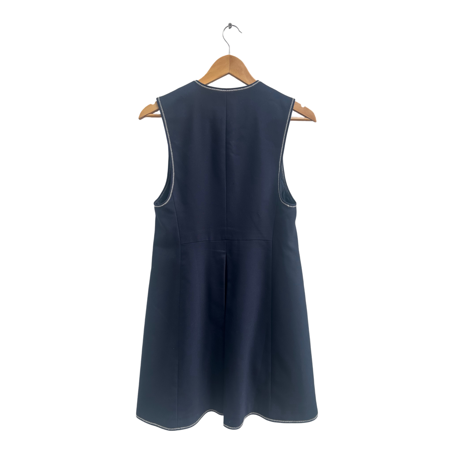 Zara Weste Damen Gr XS Dunkelblau Baumwolle Elegant Lang Hochwertig Büro Look