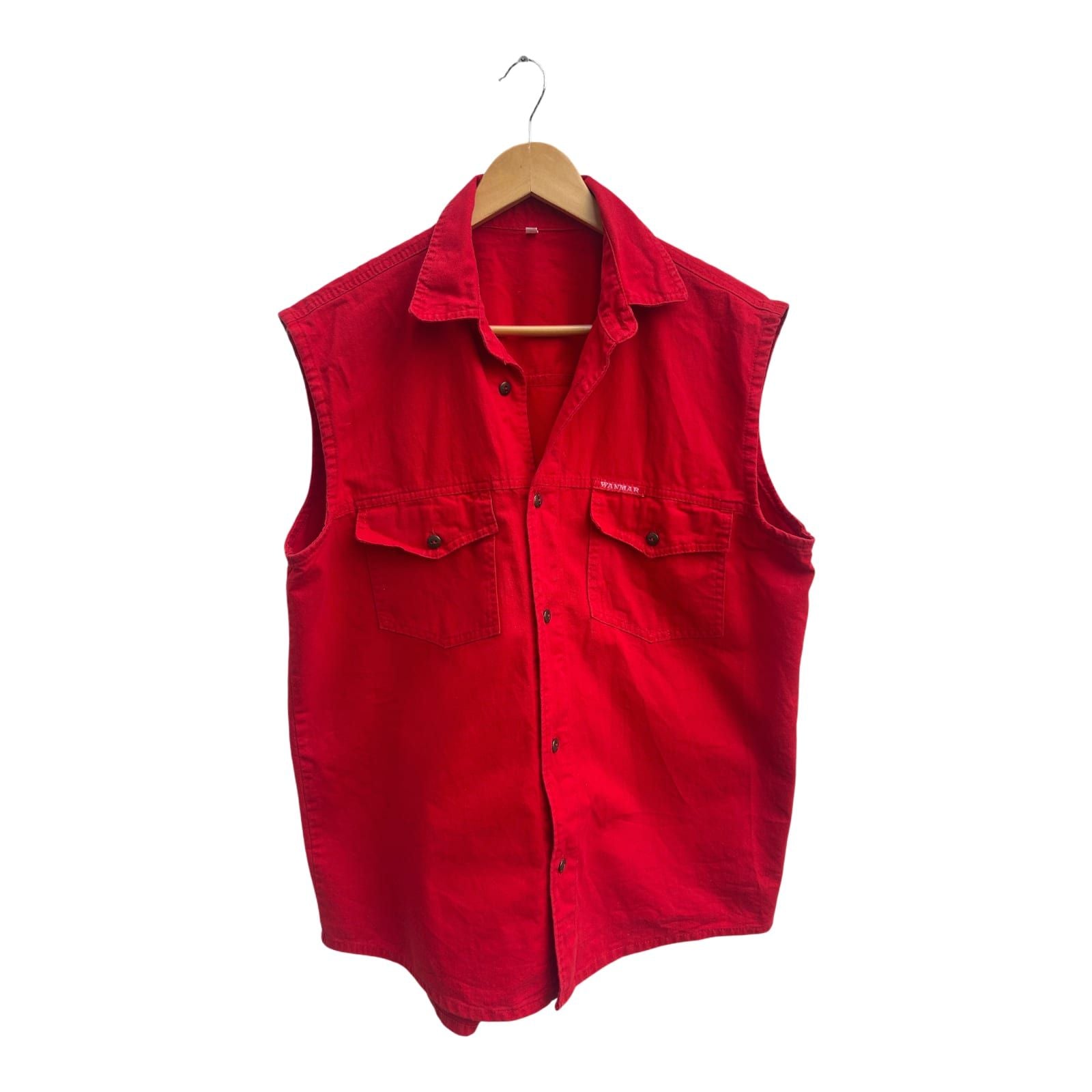 Wanmar Weste Damen Gr L Rot Baumwolle Freizeit Ärmellos Western Stil