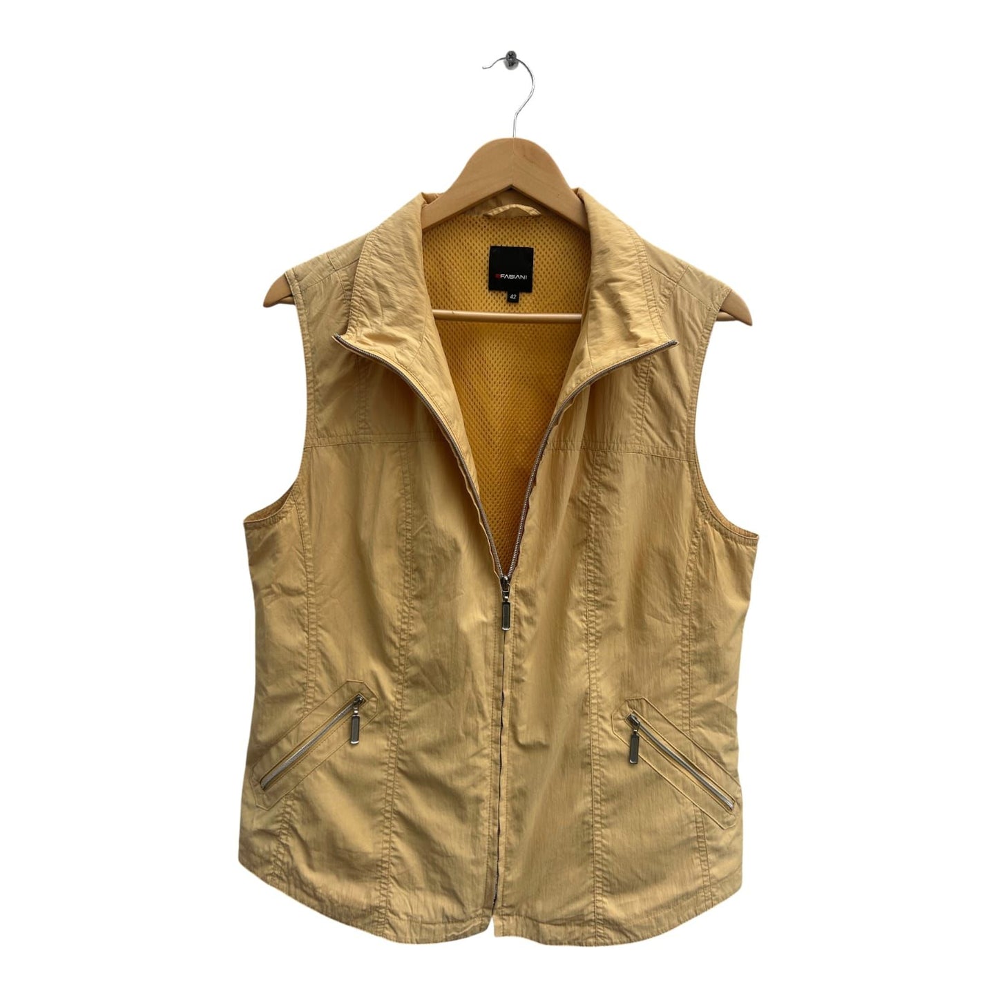 Fabiani Weste Damen Gr 42 Gelb Leicht Sommerlich Reißverschluss Freizeit Look