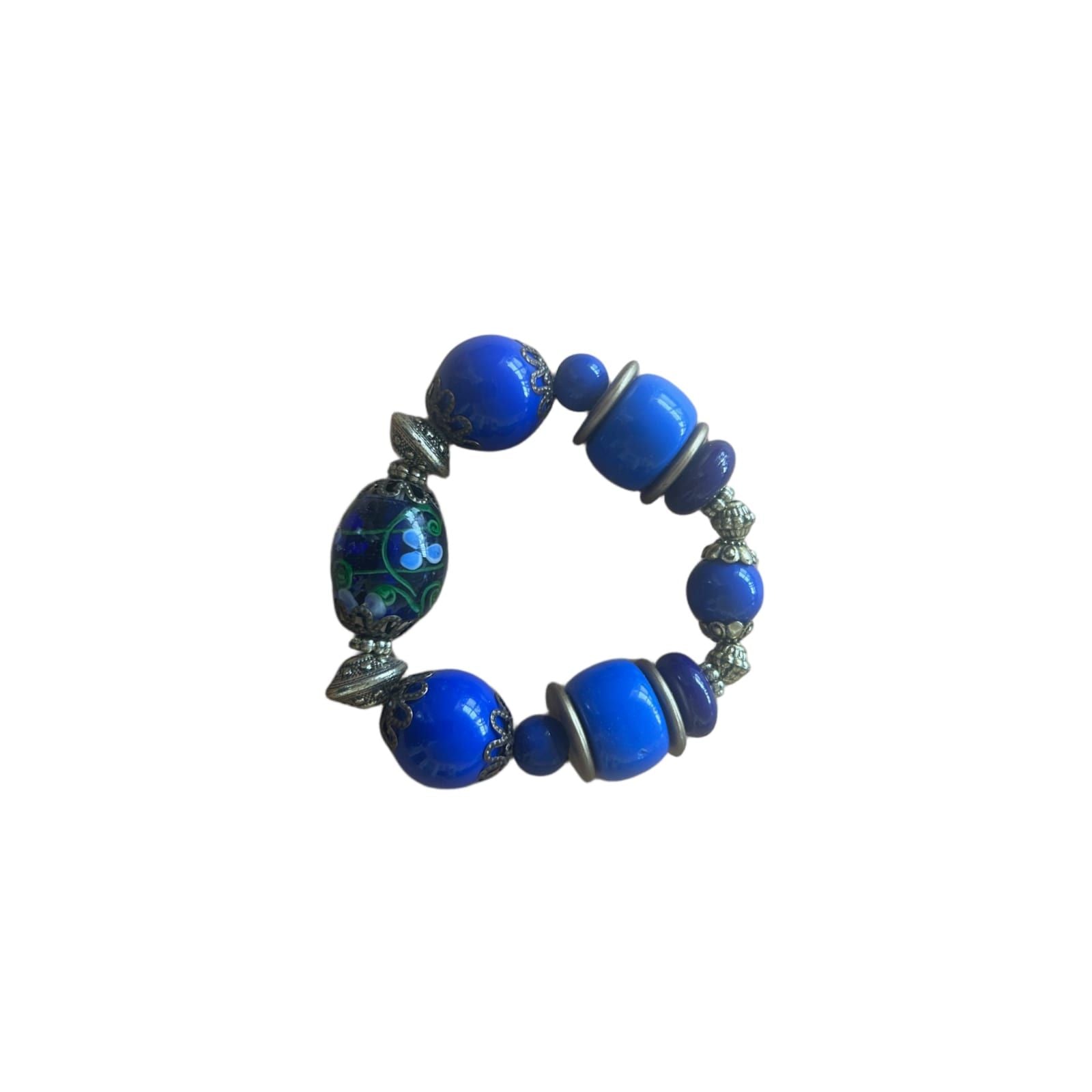 Wunderschönes Glasperlen Armband in Blau Elastisch Einzigartig