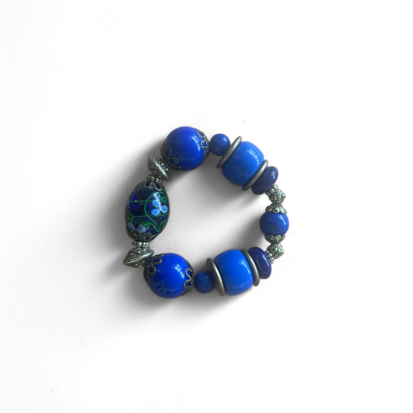 Wunderschönes Glasperlen Armband in Blau Elastisch Einzigartig