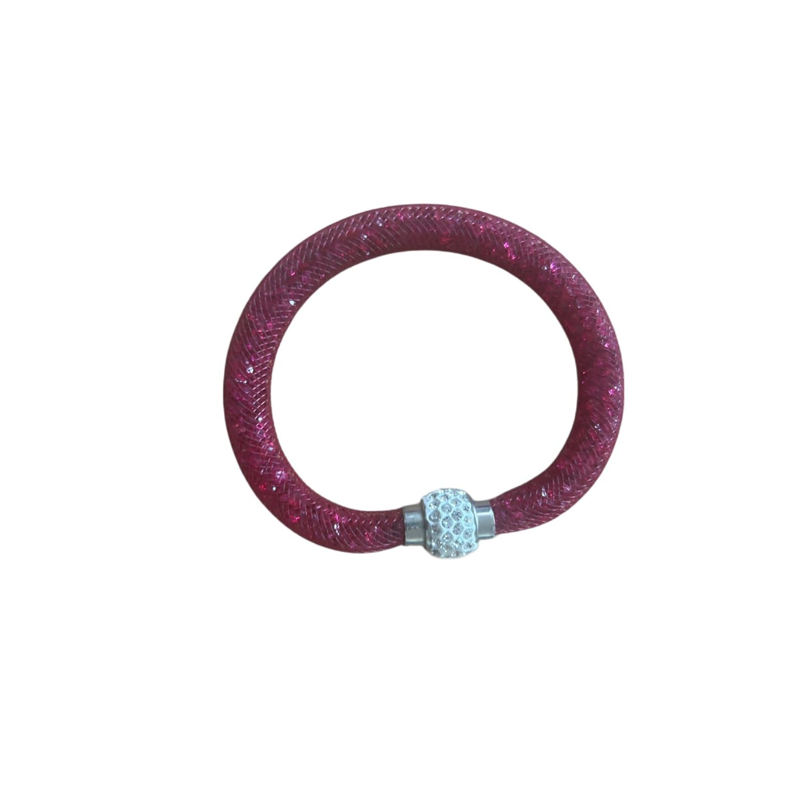 Damen Armband Pink mit Magnetverschluss Glitzer Look
