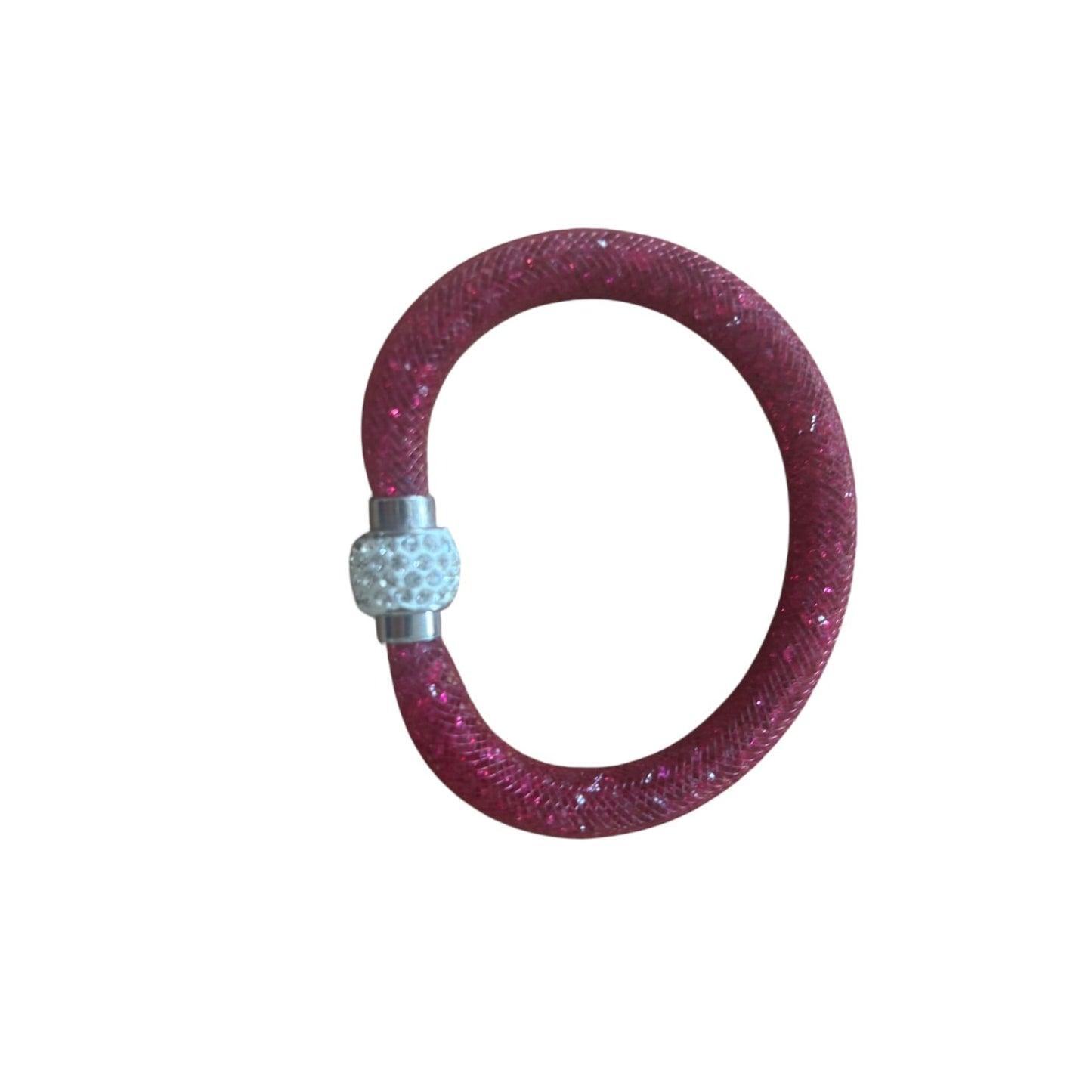 Damen Armband Pink mit Magnetverschluss Glitzer Look
