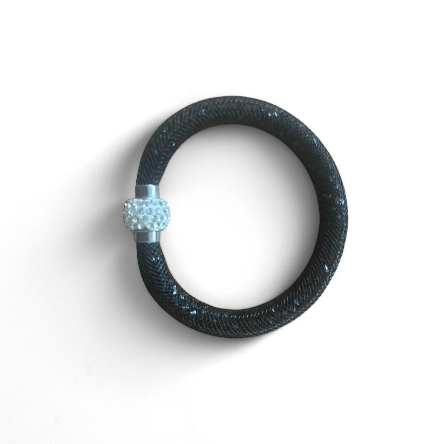 Damen Armband Schwarz mit Magnetverschluss Glitzer Look