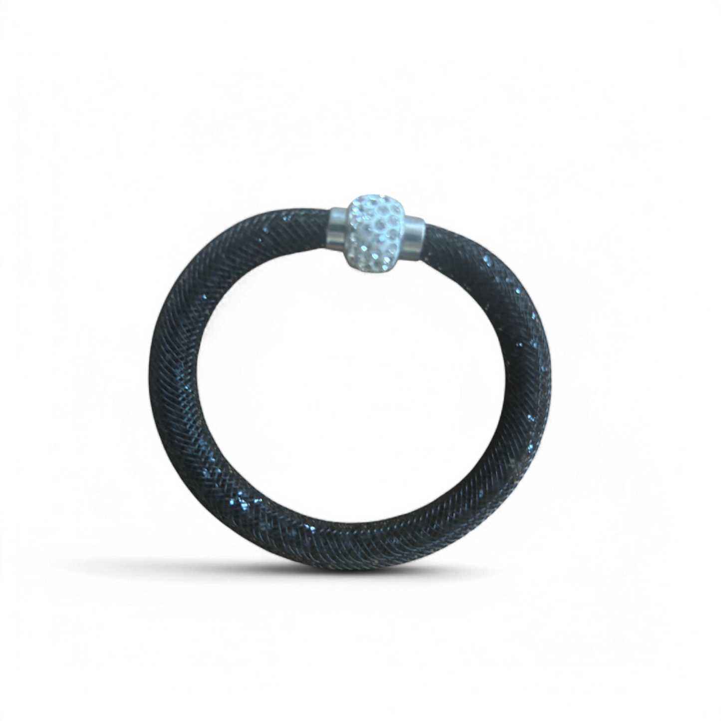 Damen Armband Schwarz mit Magnetverschluss Glitzer Look