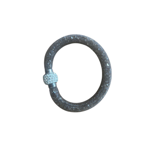 Damen Armband Silber mit Magnetverschluss Glitzer Look