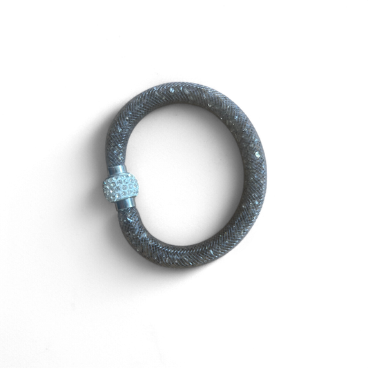 Damen Armband Silber mit Magnetverschluss Glitzer Look