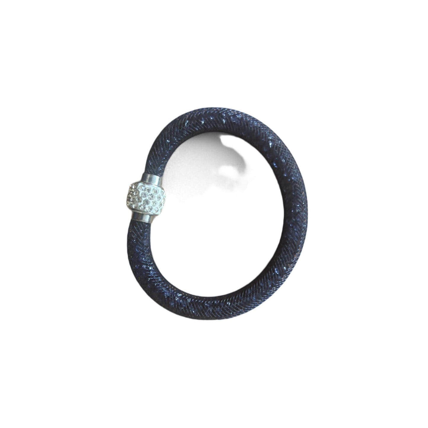 Damen Armband Blau mit Magnetverschluss Glitzer Look