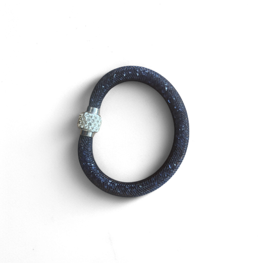 Damen Armband Blau mit Magnetverschluss Glitzer Look