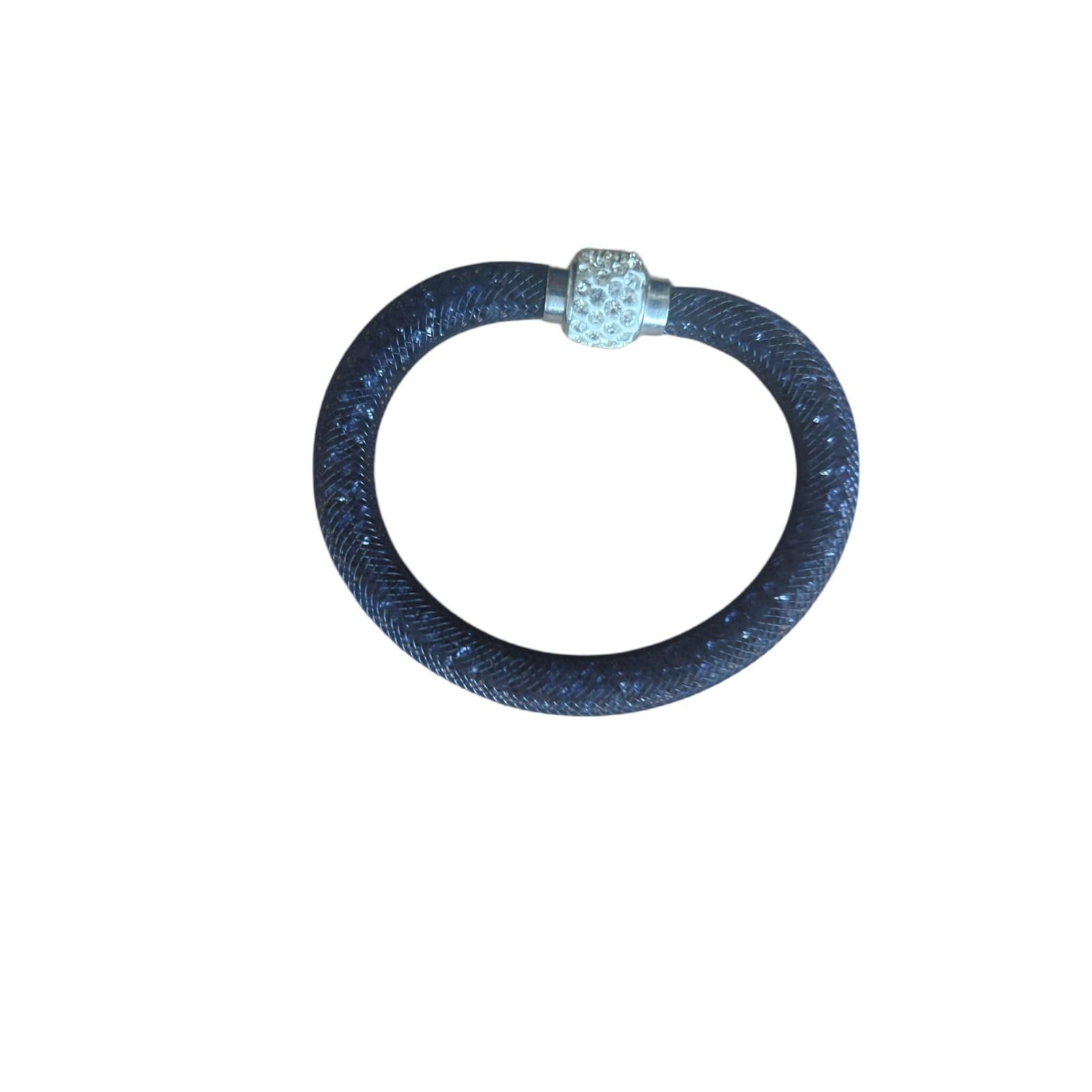 Damen Armband Blau mit Magnetverschluss Glitzer Look