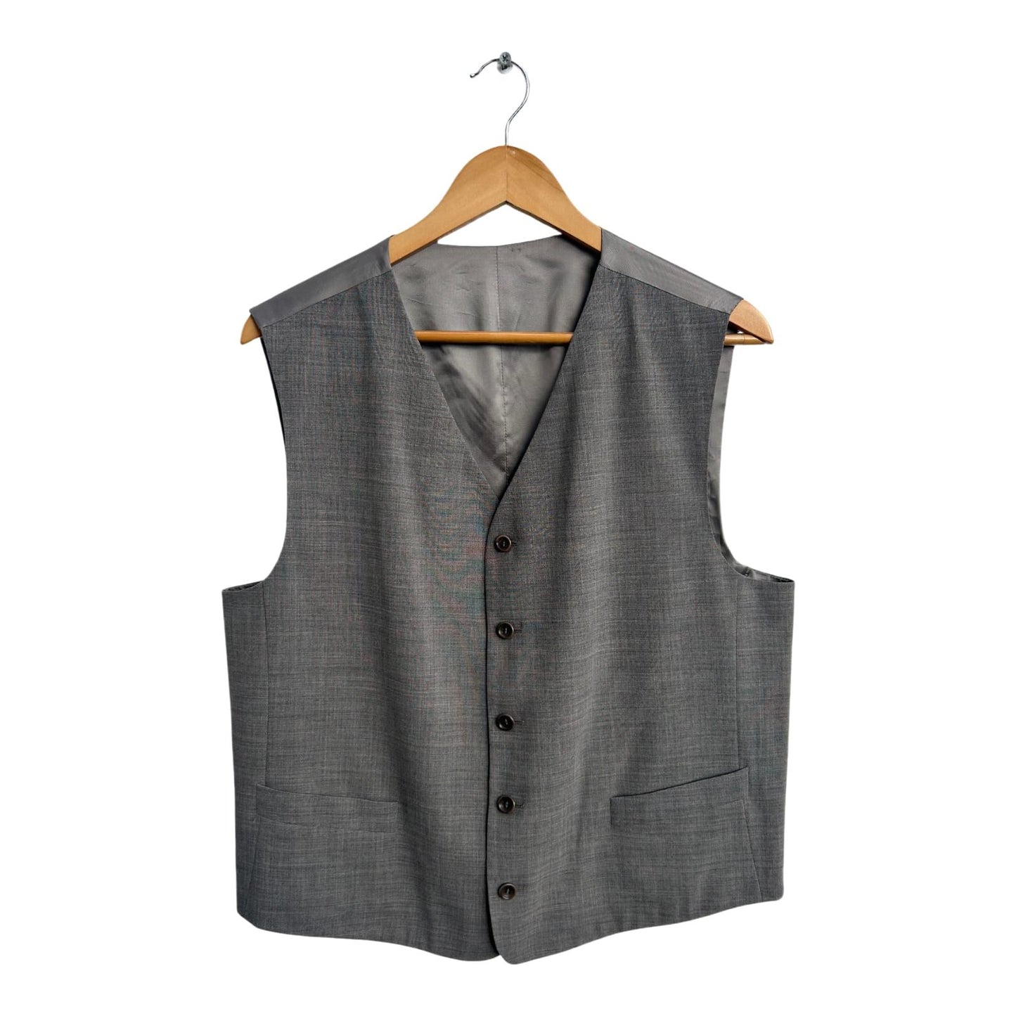 Herren Weste Gr M kurz Grau Vintage Wollmix Futter Viskose Klassisch Elegant