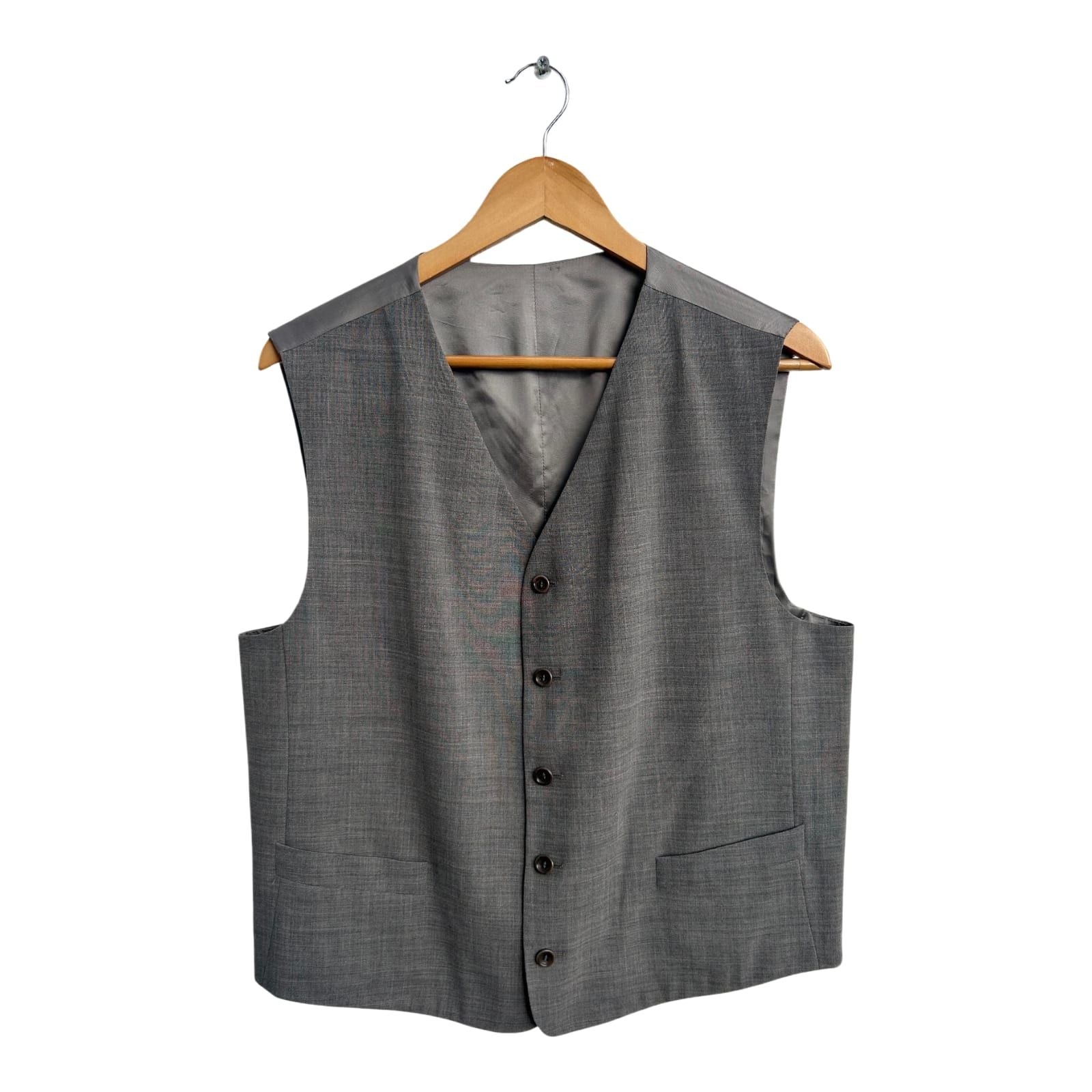 Herren Weste Gr M kurz Grau Vintage Wollmix Futter Viskose Klassisch Elegant