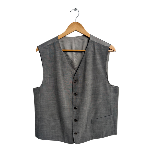 Herren Weste Gr M kurz Grau Vintage Wollmix Futter Viskose Klassisch Elegant