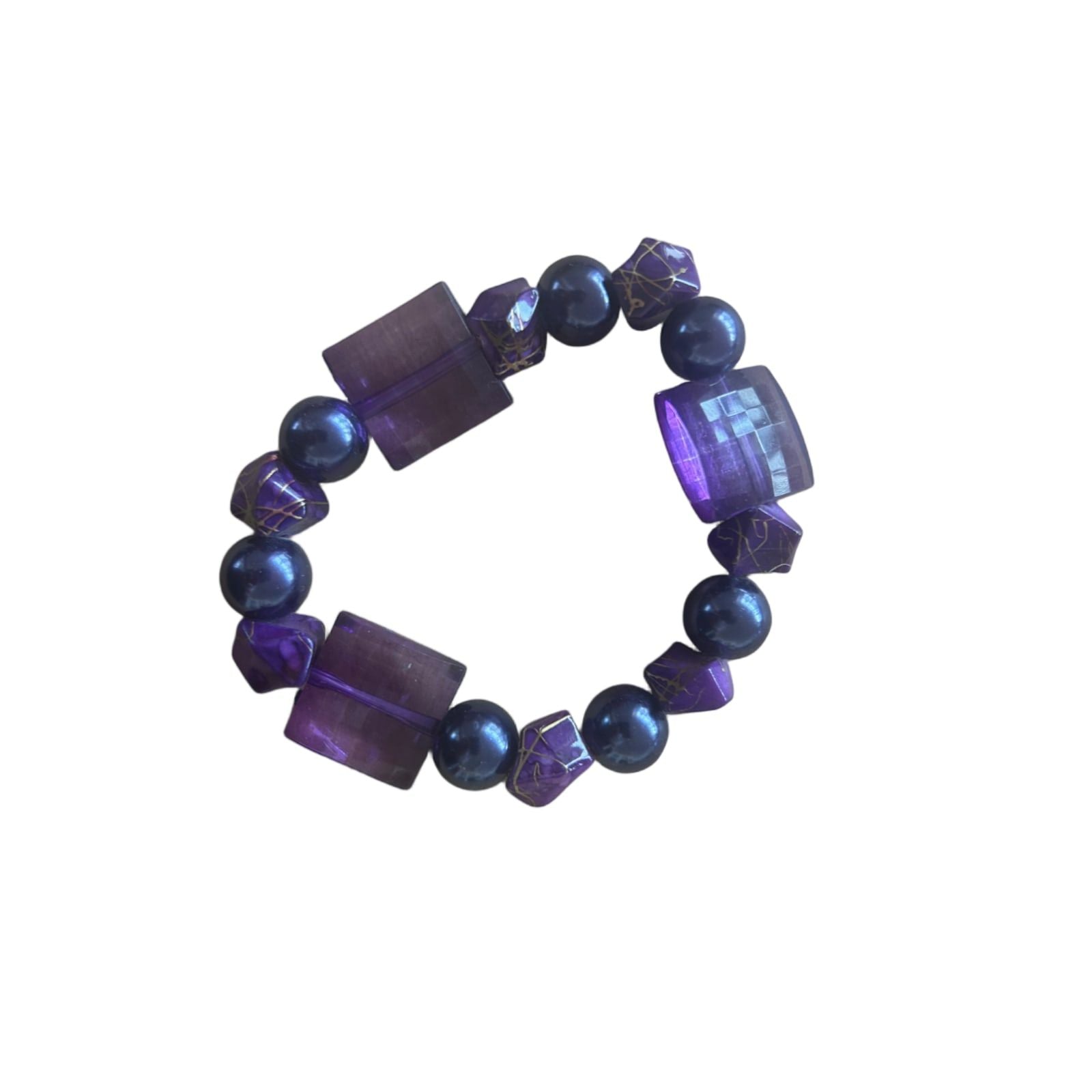 Stilvolles elastisches Armband in Lila Kunstoffperlen Modern Violett