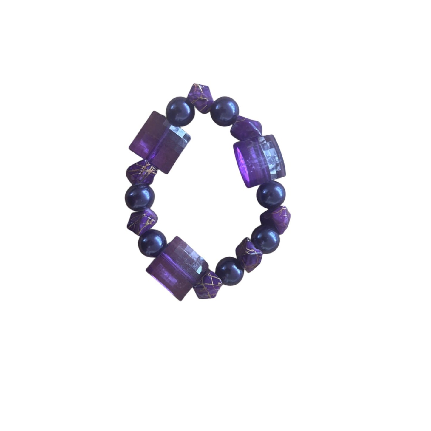 Stilvolles elastisches Armband in Lila Kunstoffperlen Modern Violett