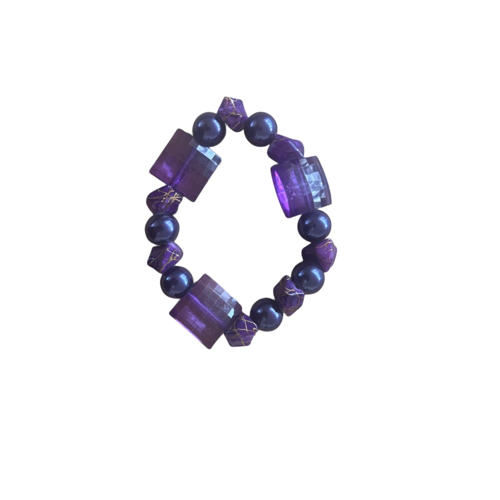 Stilvolles elastisches Armband in Lila Kunstoffperlen Modern Violett