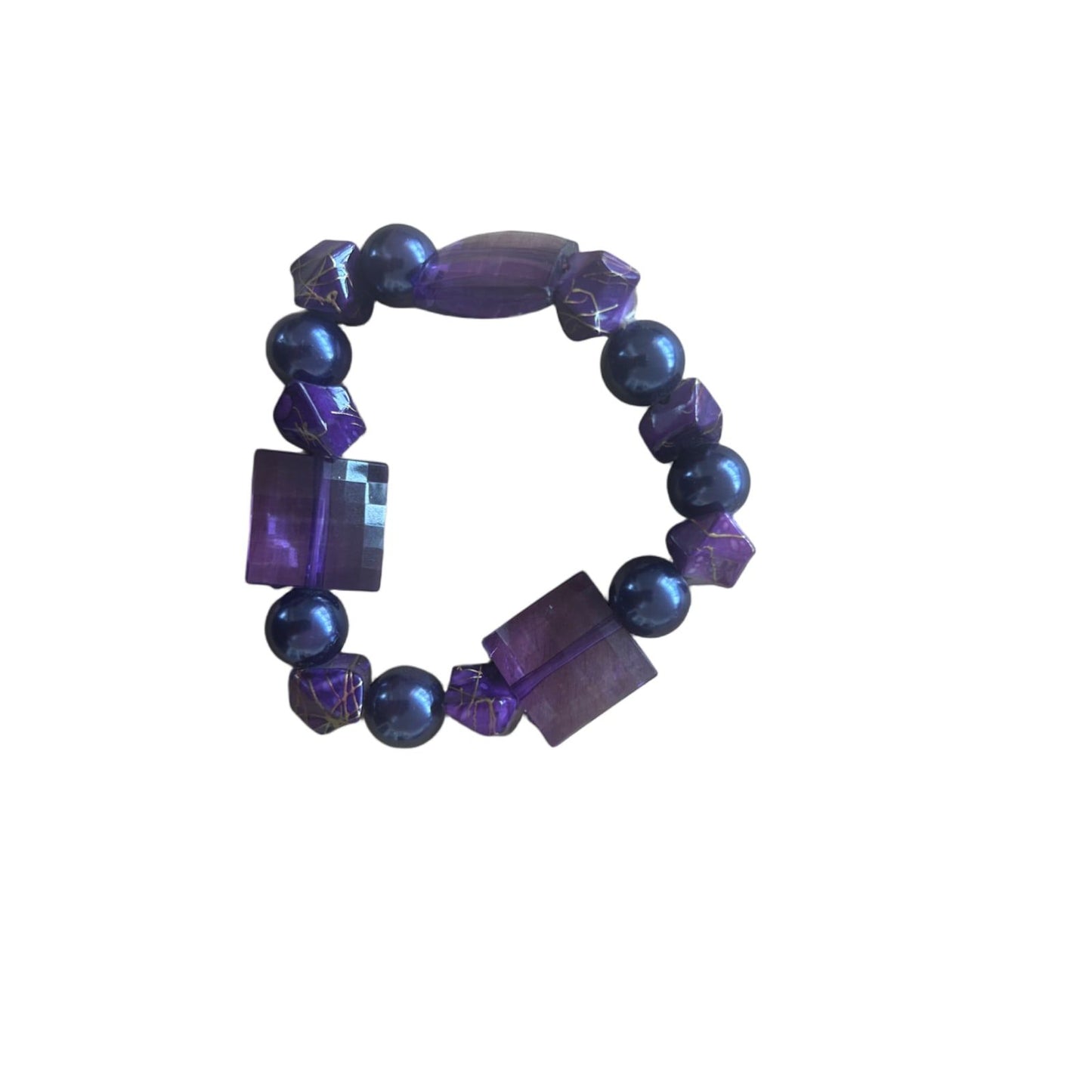 Stilvolles elastisches Armband in Lila Kunstoffperlen Modern Violett