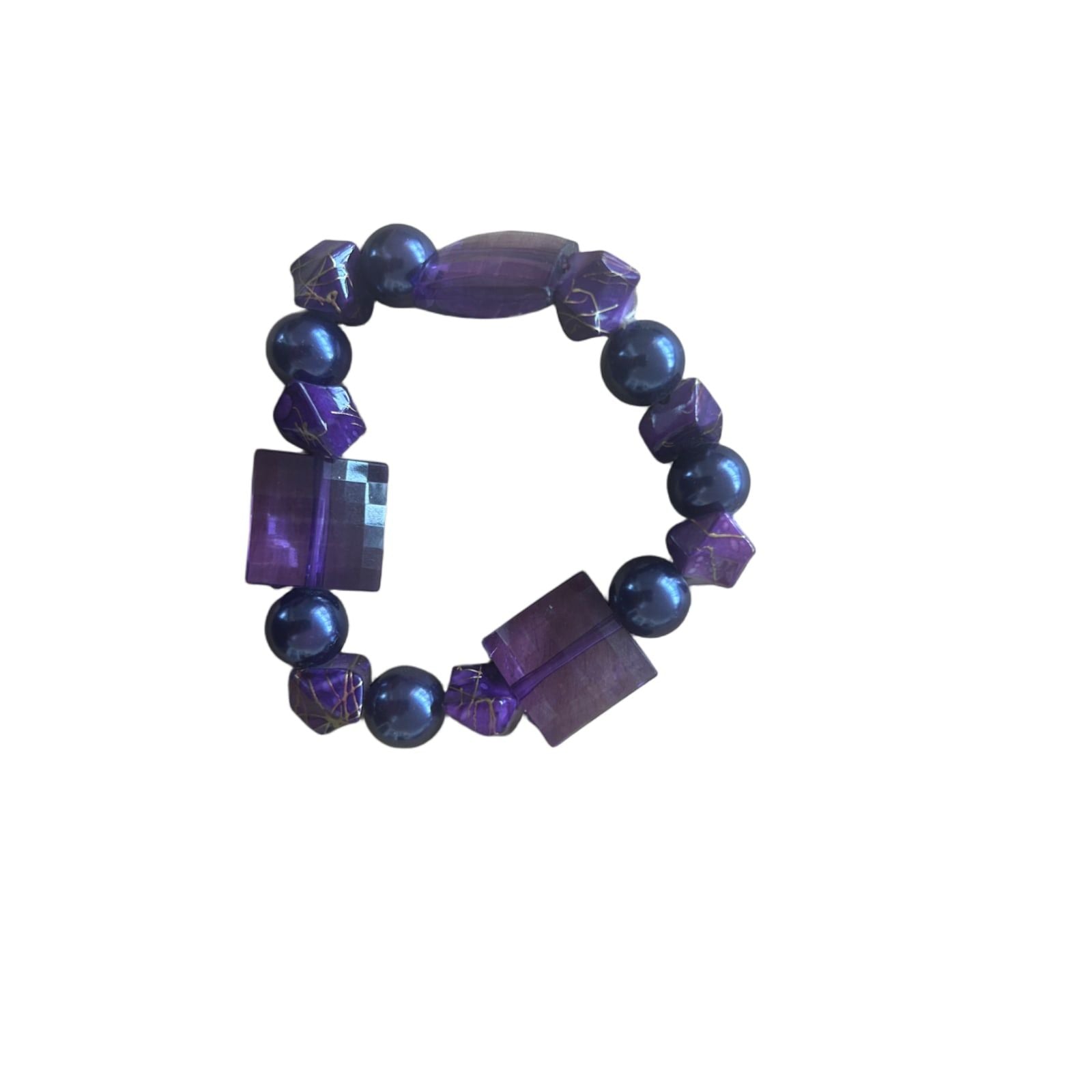 Stilvolles elastisches Armband in Lila Kunstoffperlen Modern Violett