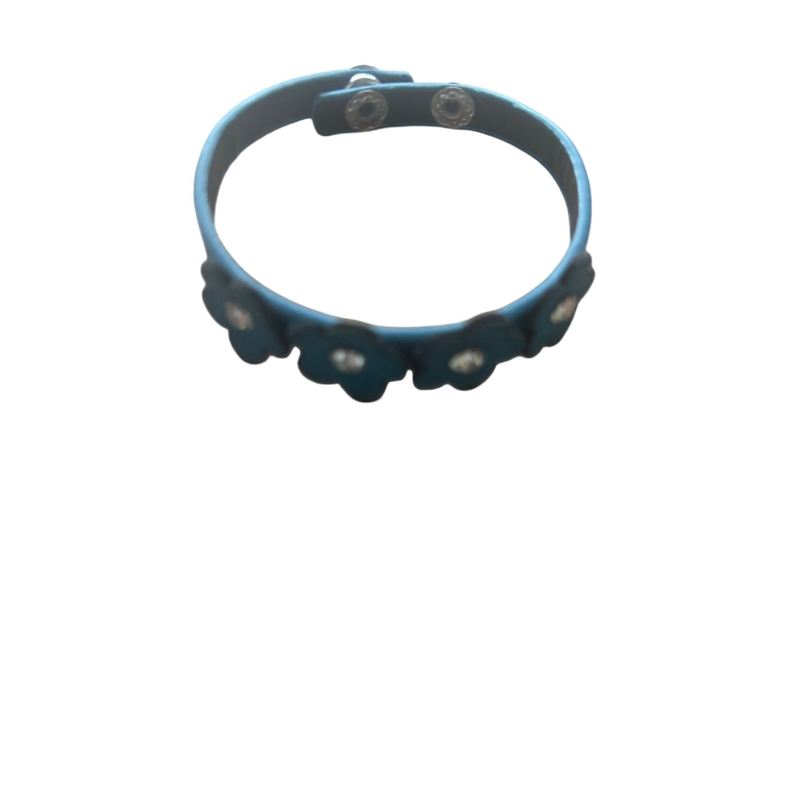 Blaues Blumen Armband mit Strass Verstellbar Leder Elegant